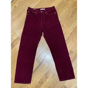 Levi's Corduroy Maroon/Red Wedgie Straight Pants, Women's 27